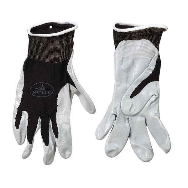 Showa Atlas Atlas Unisex Indoor/Outdoor Dipped Gloves Black/Gray S 1 pair 370BS-06.RT - main